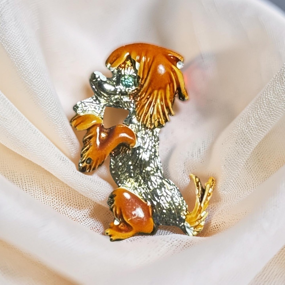 Vintage 1960s–1970s Scottish Terrier (Scottie Dog) Enamel Rhinestone Brooch